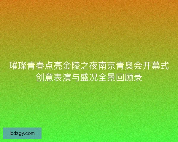 璀璨青春点亮金陵之夜南京青奥会开幕式创意表演与盛况全景回顾录