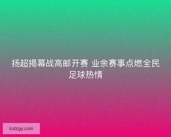 扬超揭幕战高邮开赛 业余赛事点燃全民足球热情
