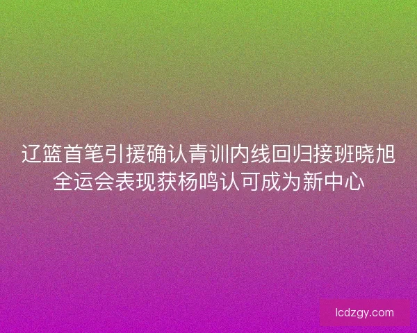 辽篮首笔引援确认青训内线回归接班晓旭全运会表现获杨鸣认可成为新中心